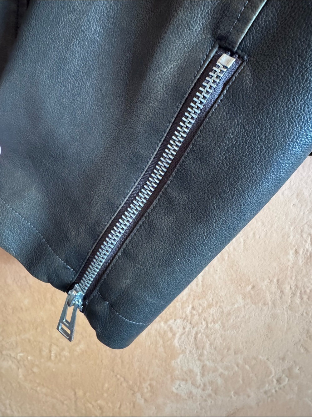 Pilcro Anthropologie Washed Faux Leather Cropped Moto Jacket Brown Size Large - Picture 6 of 11
